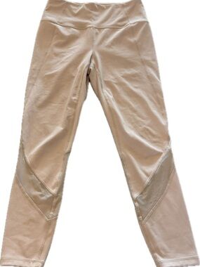 Athleta Light Pink High Rise Leggings Mesh Panel Cropped Size Small